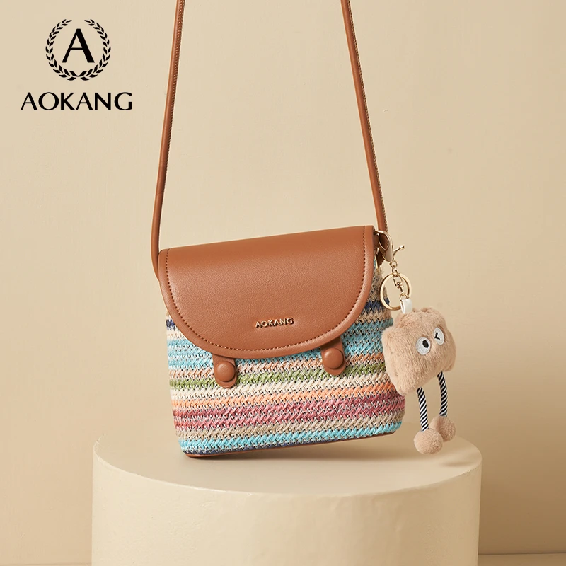 奥康2026新款夏天编织百搭大容量包小包时尚女士斜挎包通勤手机包