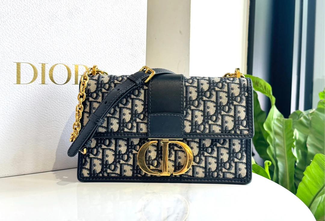99新 DIOR/迪奥 蒙田30 老花满印刺绣链条包 99新/6442