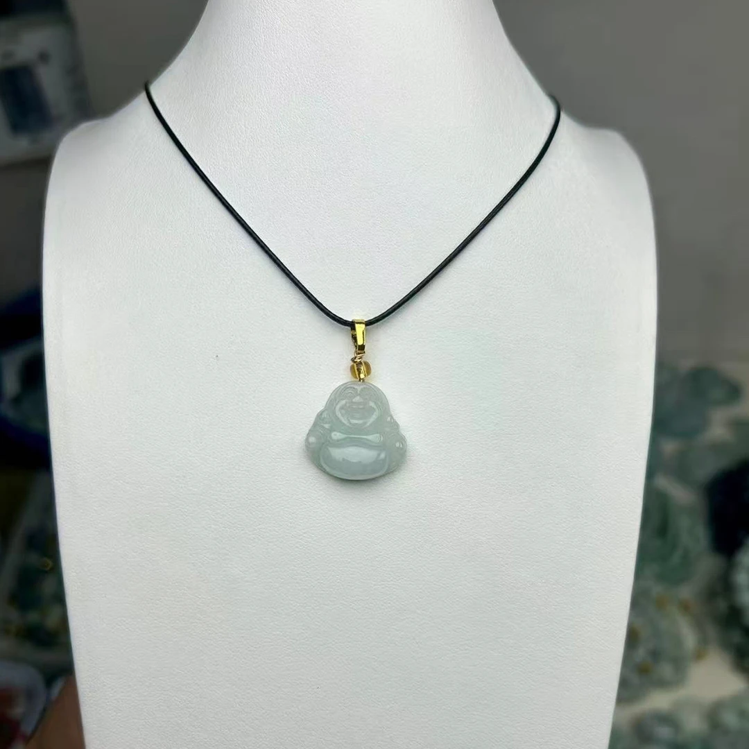 天然缅甸翡翠A货宝宝佛公精致优雅锁骨链吊坠（多样性发一样）