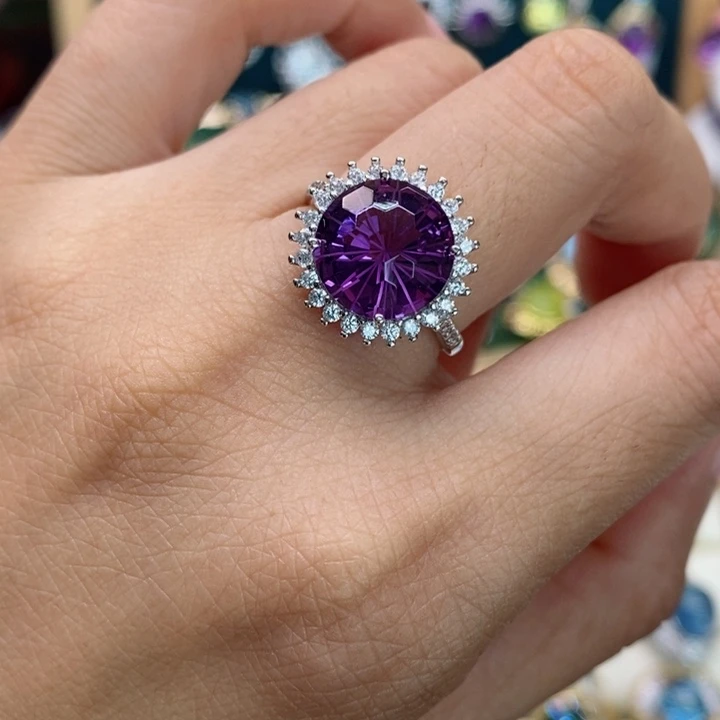 银S925镶嵌戒指水晶天然水晶戒指