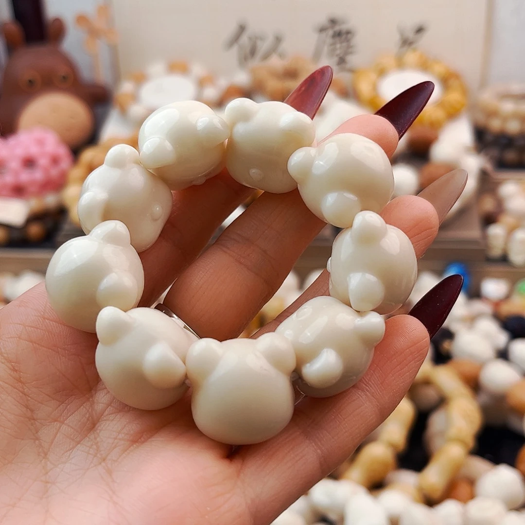 菩提根/象牙果手串熊头手捻瑕不退不换