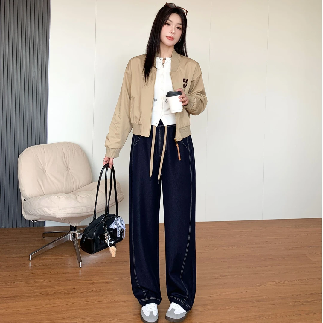 口碑爆款，修腿神器/通勤显瘦遮肉牛仔休闲裤女2507