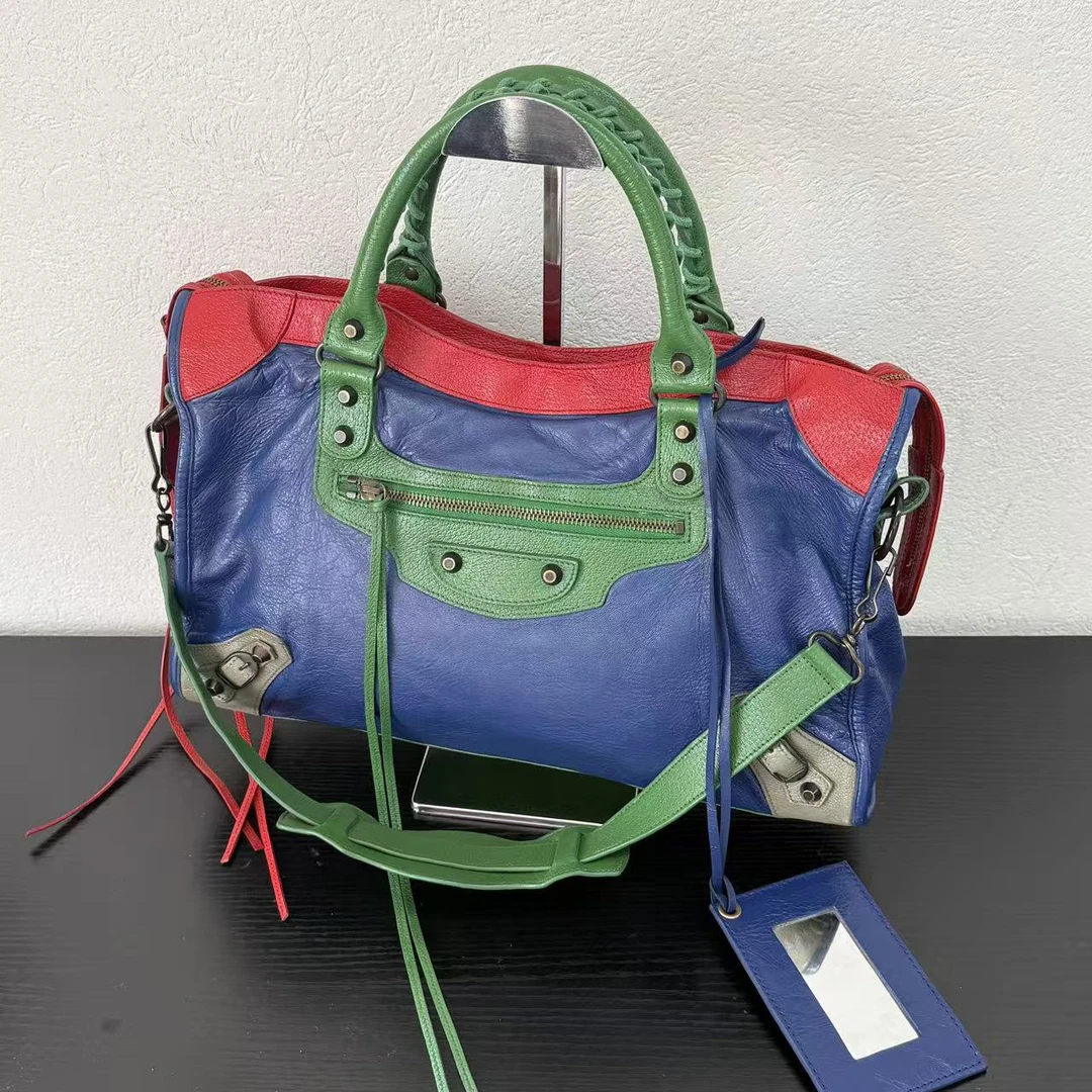 95新 Balenciaga/巴黎世家 拼色漫画中号机车斜挎包