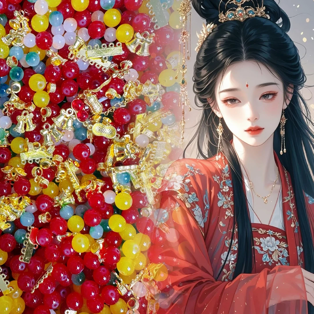 （敦煌色）琉璃珠珠半成品饰品DIY精选琉璃珠混款爆花男女同款百搭