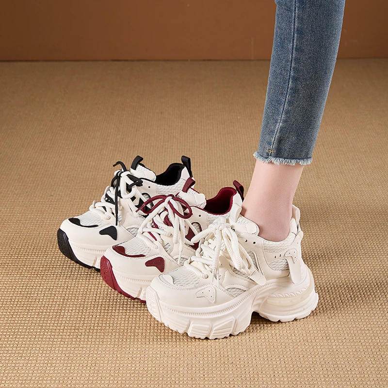 艾格鸟增高9cm老爹鞋女款显脚小2025春季新款厚底运动内增高女鞋