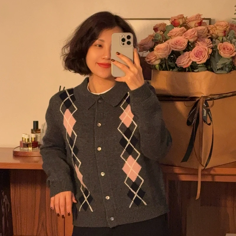 XIYE&W【菱格毛衣】两色菱格毛衣