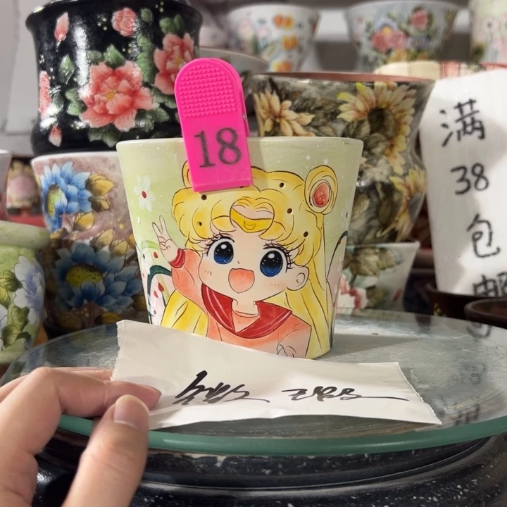 景德镇手绘花盆满38包邮偏远地区除外