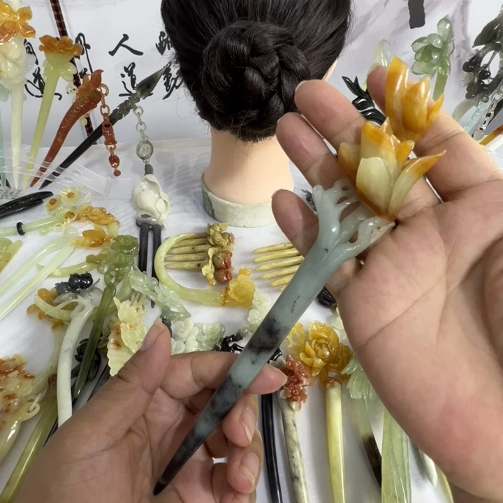蛇纹石玉未镶嵌发饰