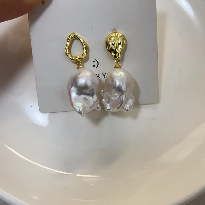 淡水珍珠耳饰银S925镶嵌