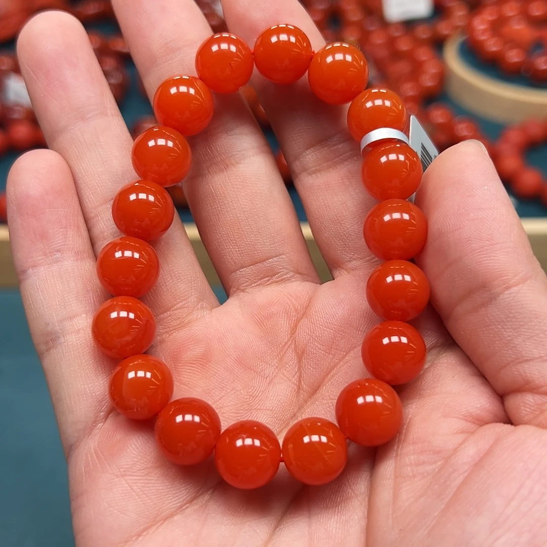 南红玛瑙未镶嵌手串保山料大黑洞11m