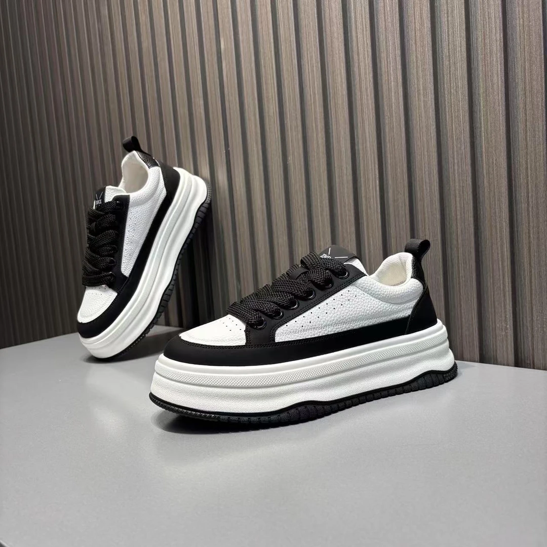 早秋男鞋2025新款简约风时尚百搭潮鞋男士厚底增高运动休闲板鞋