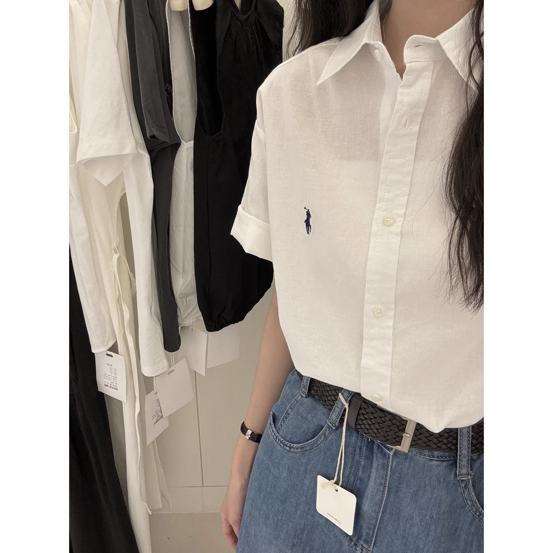 T6096#万能搭基础简约百搭保罗短袖衬衣