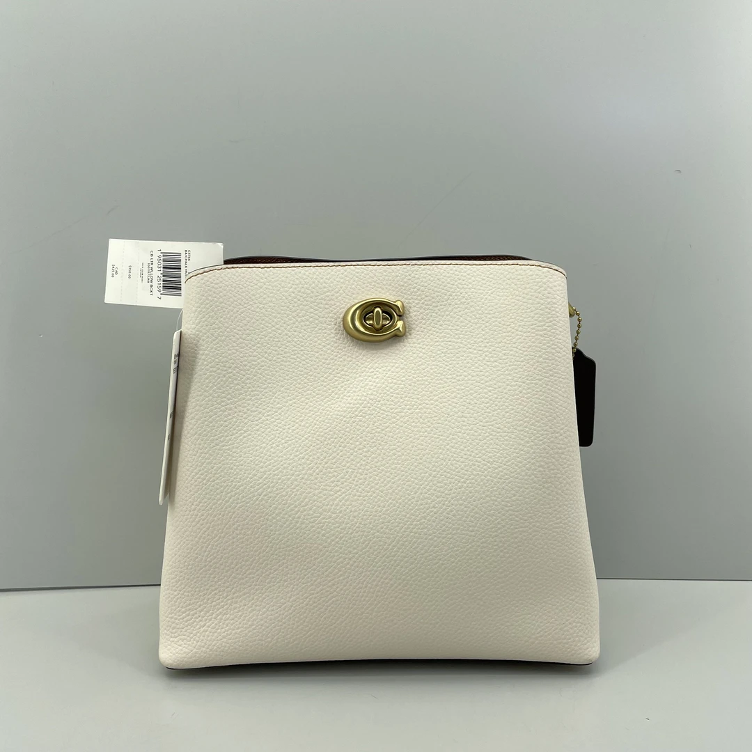 99新 COACH/蔻驰 willow白色小号水桶包 24*22*11cmE020708