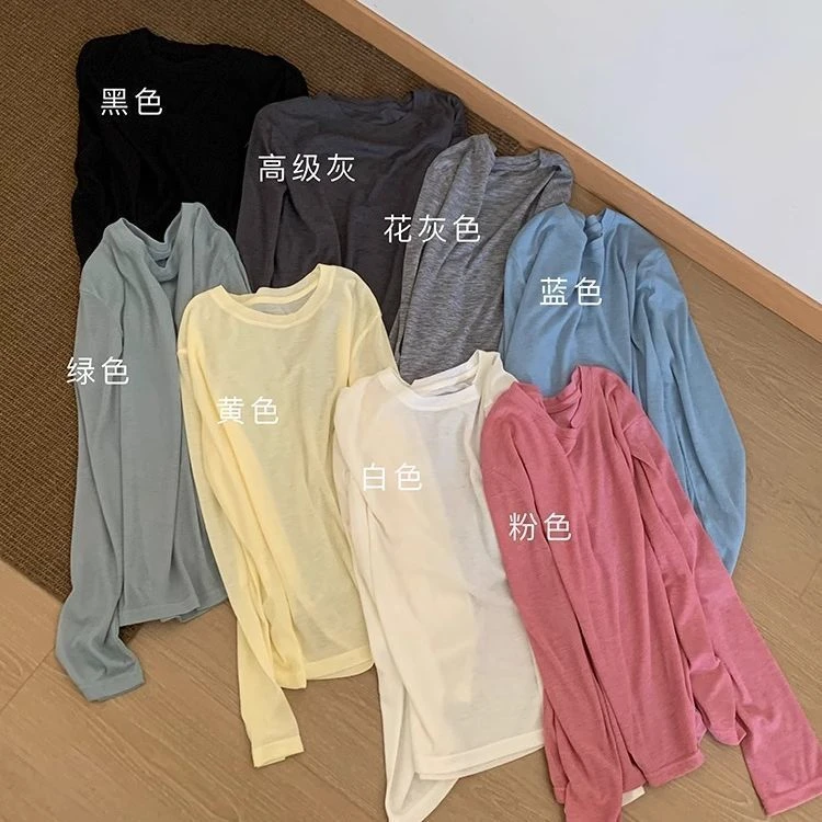 减龄纯色基础款天丝面膜衣2025夏季新款韩版圆领百搭宽松显瘦上衣