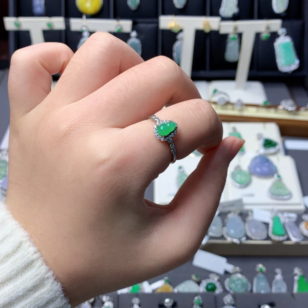 翡翠银S925镶嵌挂件