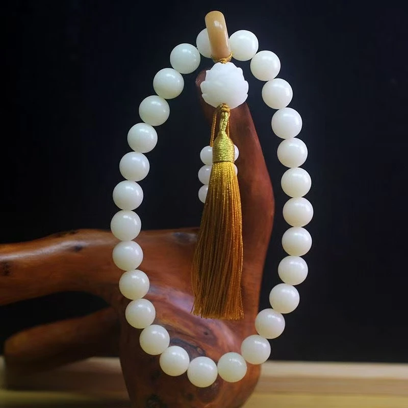 PT-040白玉菩提手持菩提手串流苏款（无礼盒）