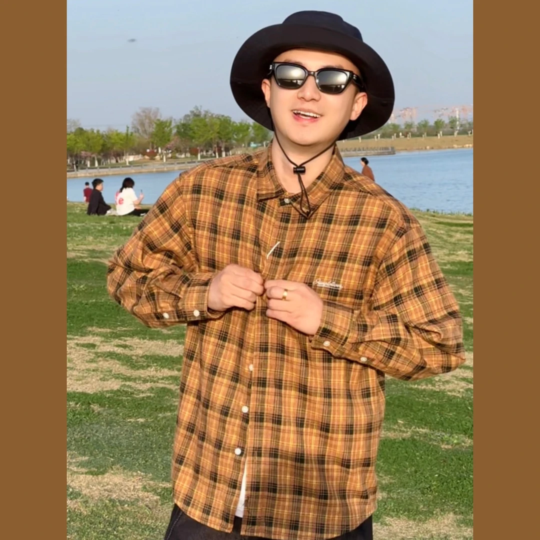 凯凯家｜美式复古格子衬衫男宽松休闲慵懒小众户外2025