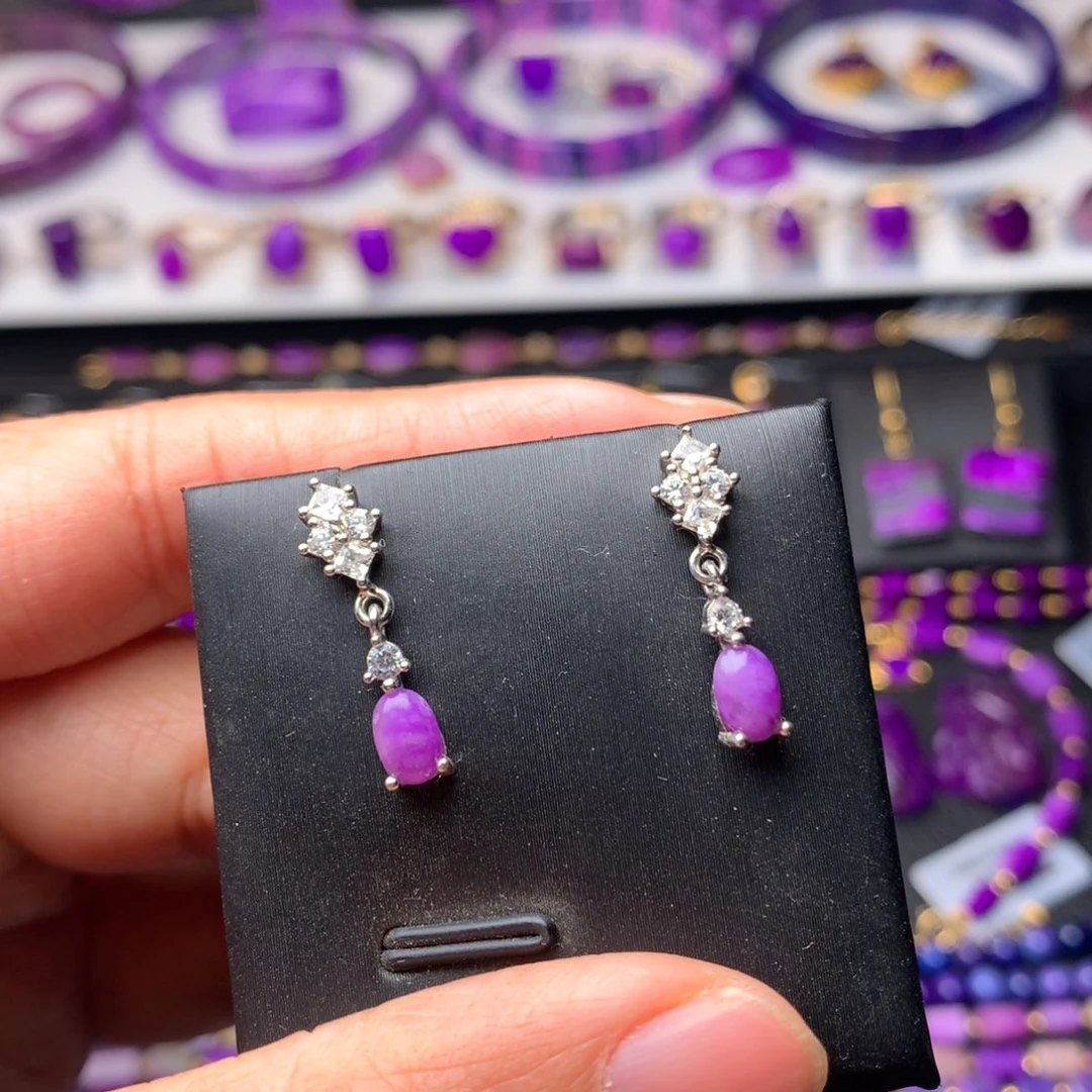 苏纪石（舒俱来）银S925镶嵌耳坠