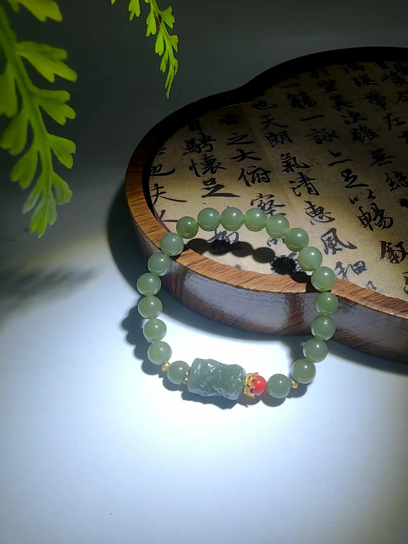 和田玉 扎基拉姆 单圈手串（有礼盒 证书）1008