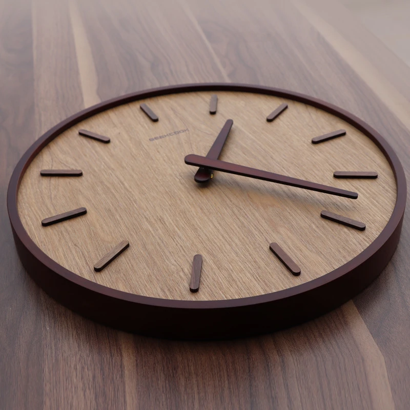 曲木挂钟森林刻度款立体字原木艺术时钟挂表时尚家用简约中式静音