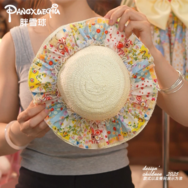 背心裙出游帽子夏天草帽沙滩太阳帽斗笠帽儿童百搭遮阳帽