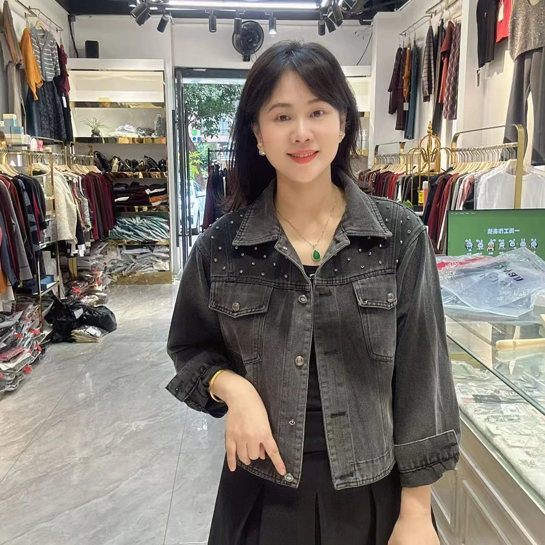 8-9039复古牛仔外套51长