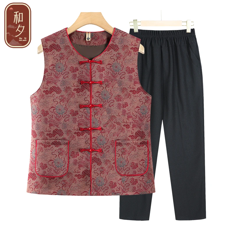 中老年人马甲女奶奶春夏唐装马夹妈妈薄款背心70岁老太太外穿坎肩