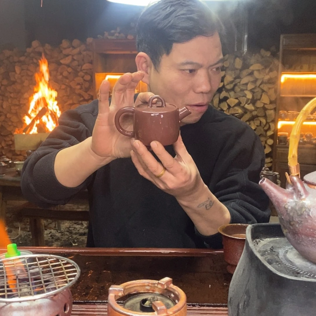 紫砂柴烧紫泥汉瓦大炮嘴