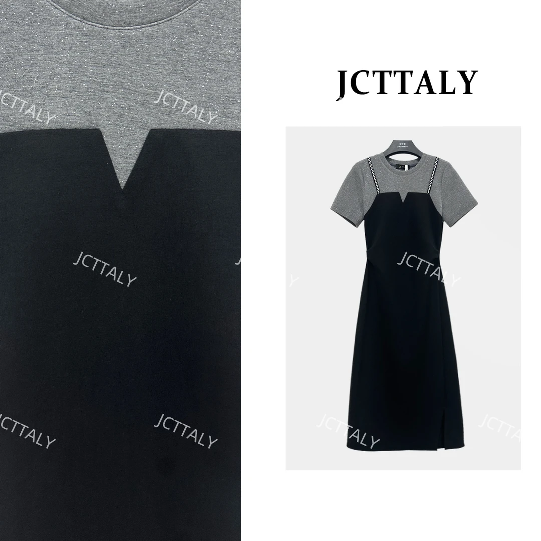 【Linda】【96】夏季轻奢时尚减龄短袖宽松黑色收腰连衣裙NH-A247