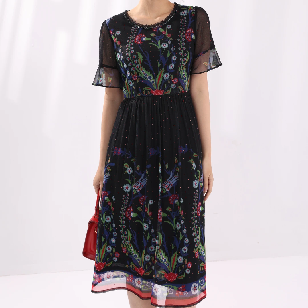 印花系列连衣裙妈妈装L700808H-03时尚洋气超显瘦版型