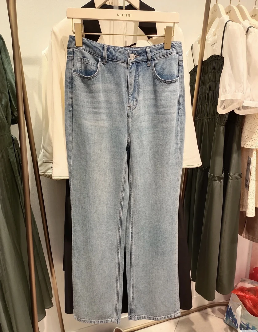 06062诗～夏季100莱赛尔天丝直筒拖地牛仔裤