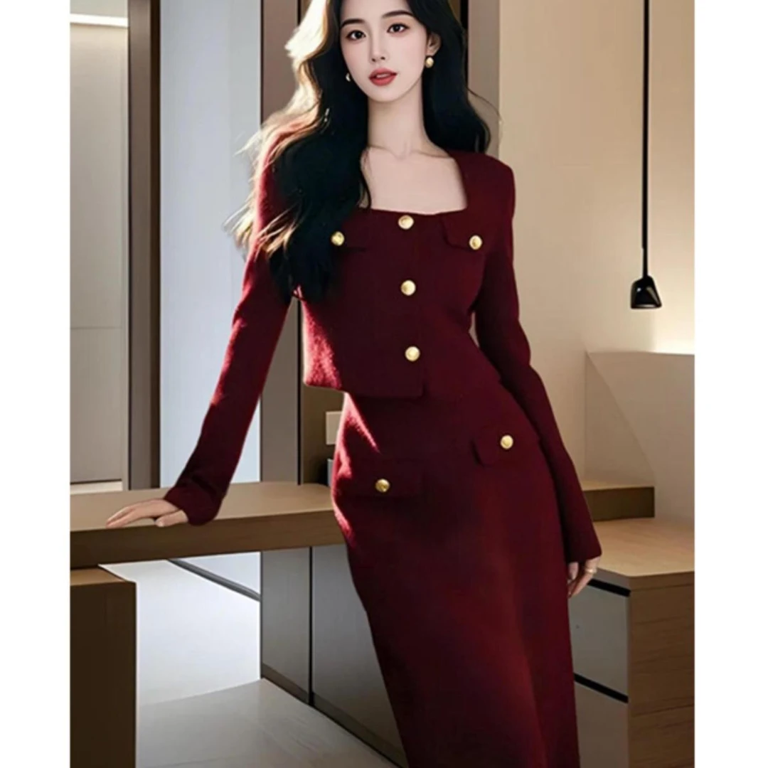 紫色高领毛衣连衣裙女2024新款秋冬高级感小香风内搭重要场合裙子