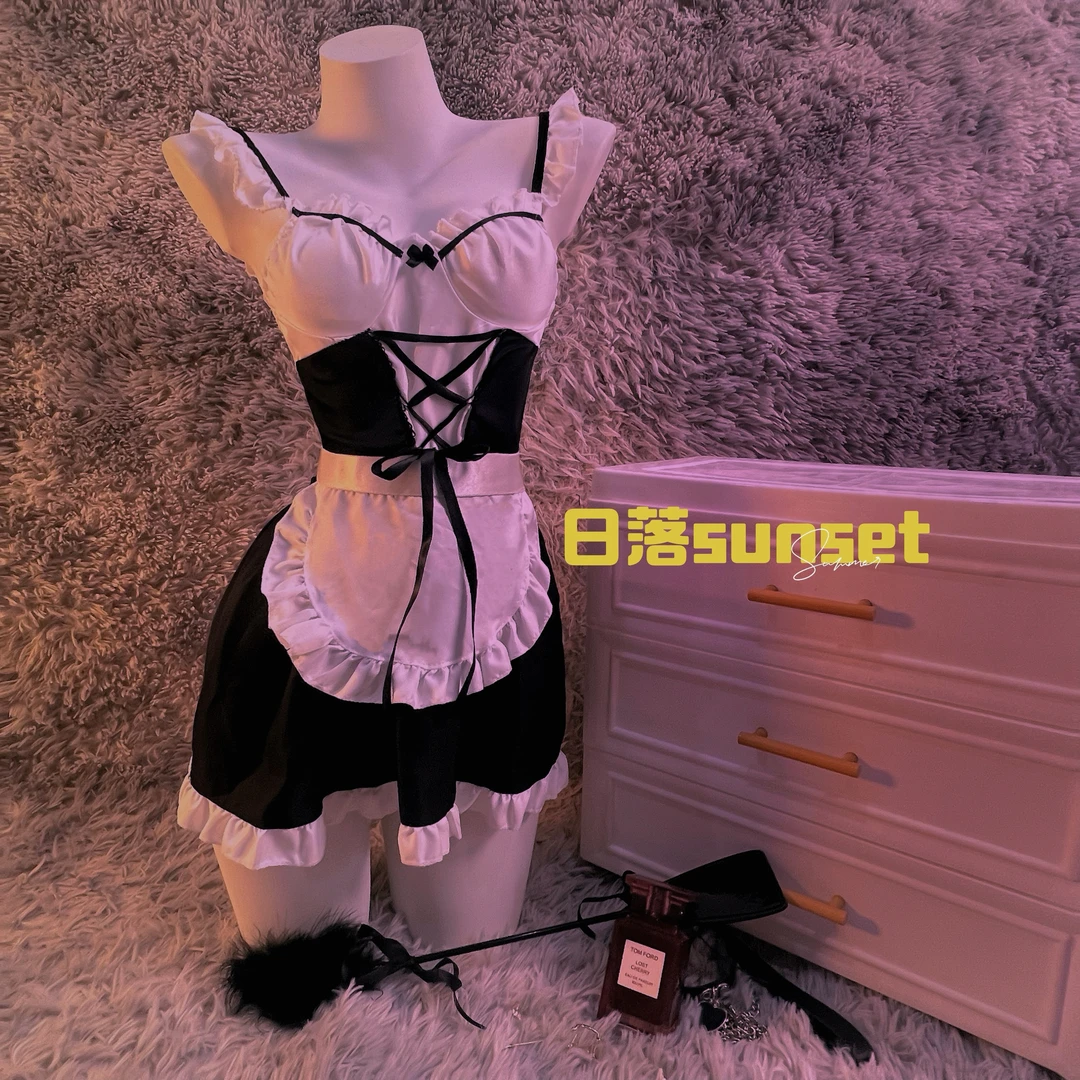 【日落sunset】七夕限定爆款情趣女仆款网红风睡裙私房情睡衣女秋冬