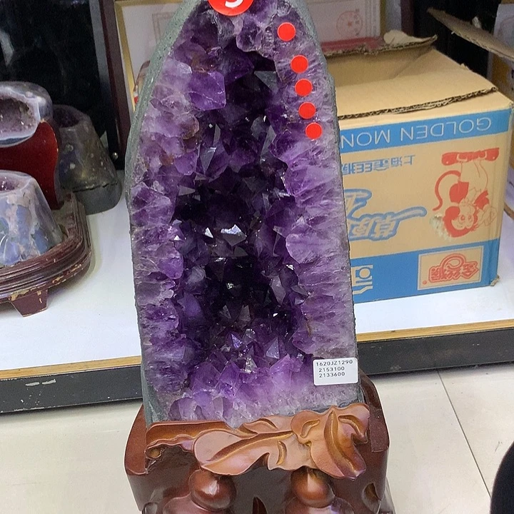 石材巴西紫晶洞摆件