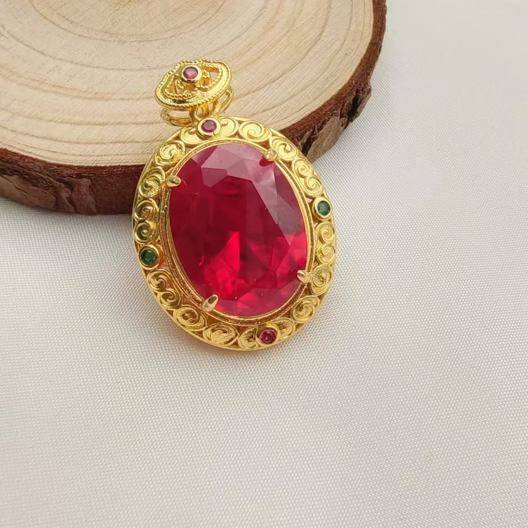 梦梦专属【证书+礼盒】女款气质合金镶嵌人工培育红宝石吊坠DD11678