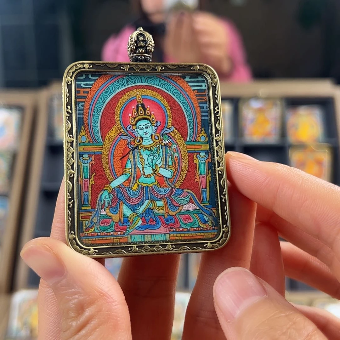 吊坠～****g绿度母手绘唐卡