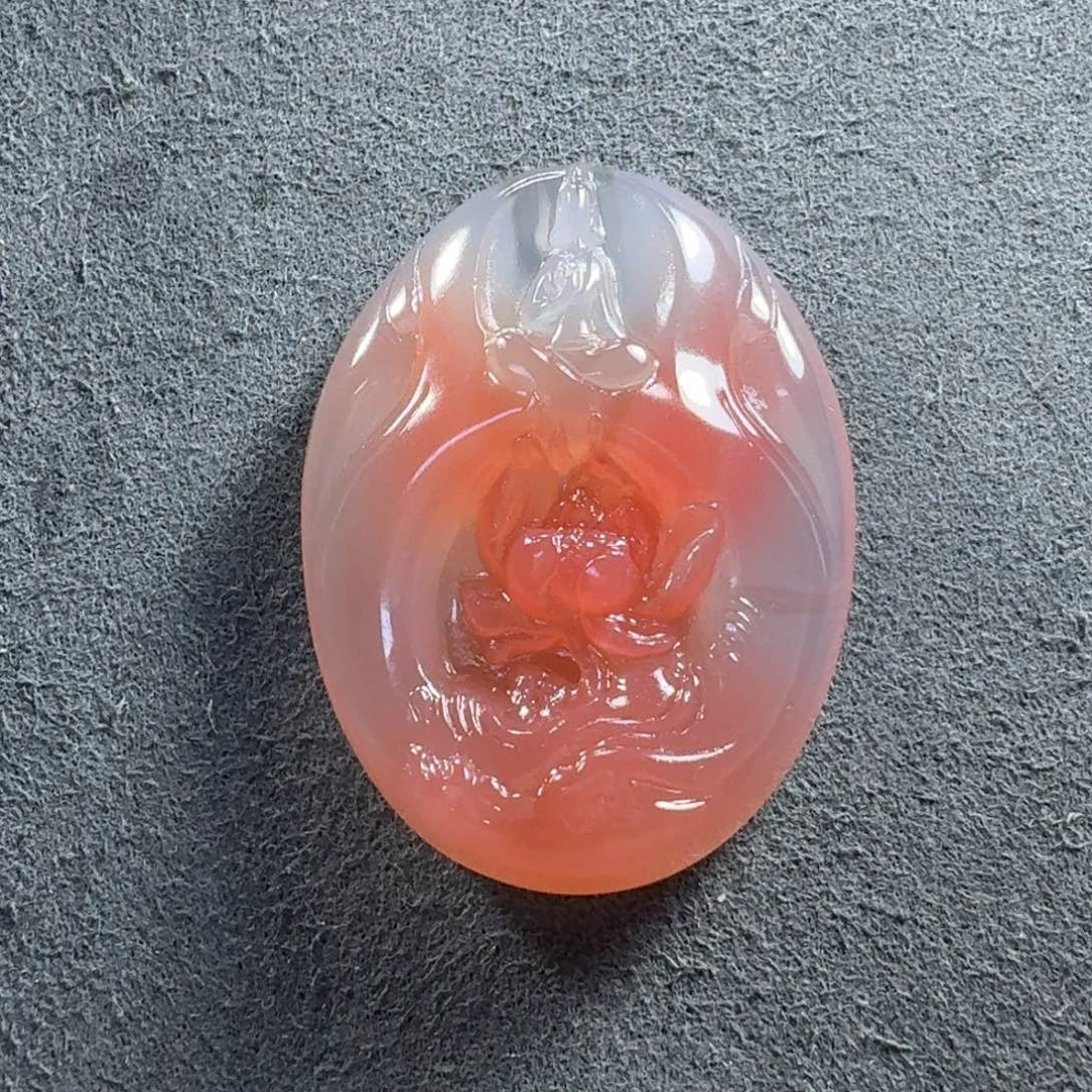 南红玛瑙未镶嵌花开见佛挂件