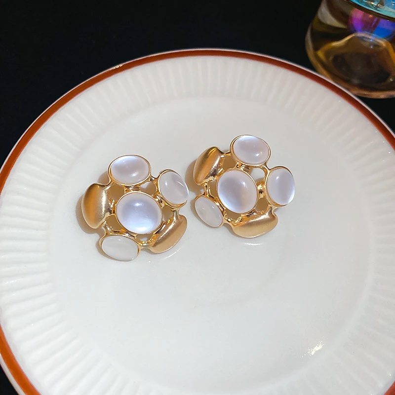 合金合成锆石耳饰 原创设计女素款耳钉优雅耳饰-5754