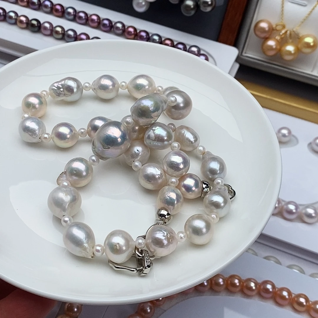 淡水珍珠银S925镶嵌颈饰