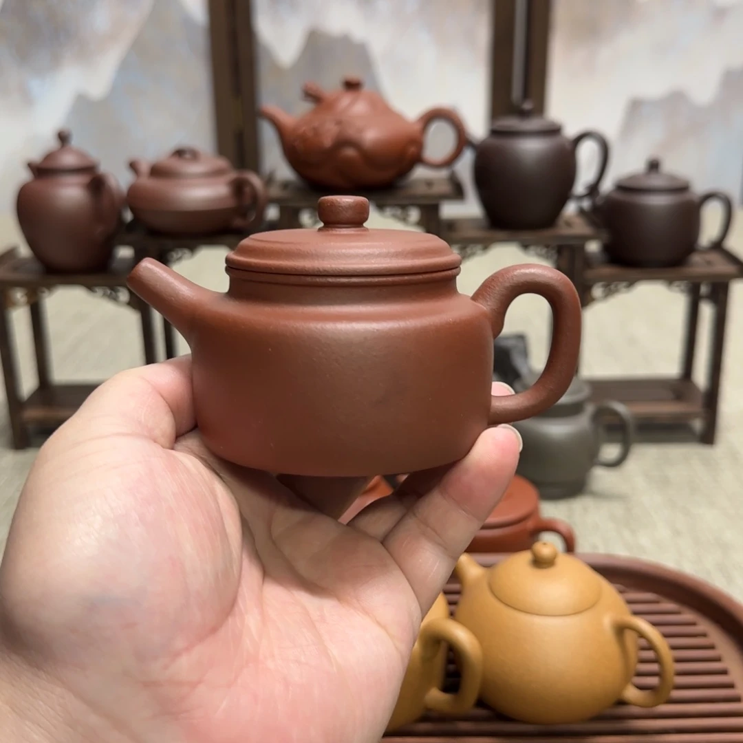 茶壶紫砂羊角山紫泥德钟微瑕