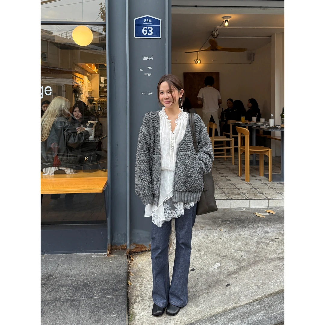 WXLSTUDIO  品味收藏夹 重磅拉毛脱圈拉链开衫