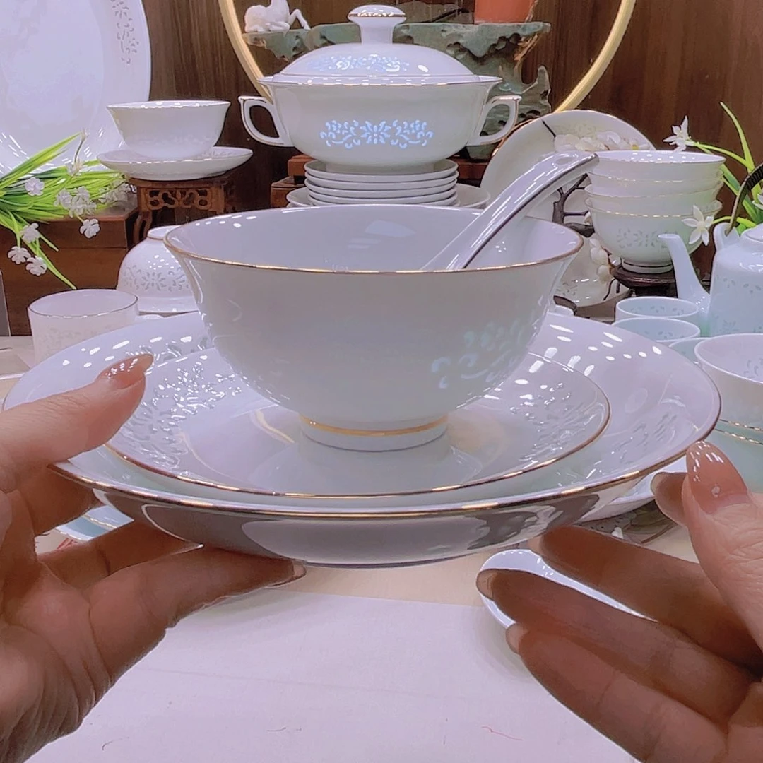 瓷景德镇陶瓷玲珑瓷套装