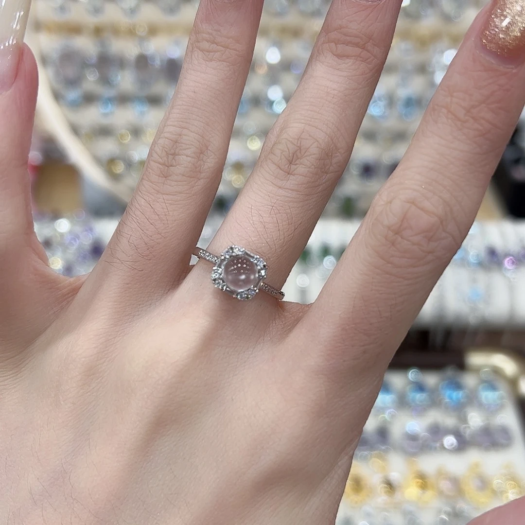 岫玉银S925镶嵌戒指