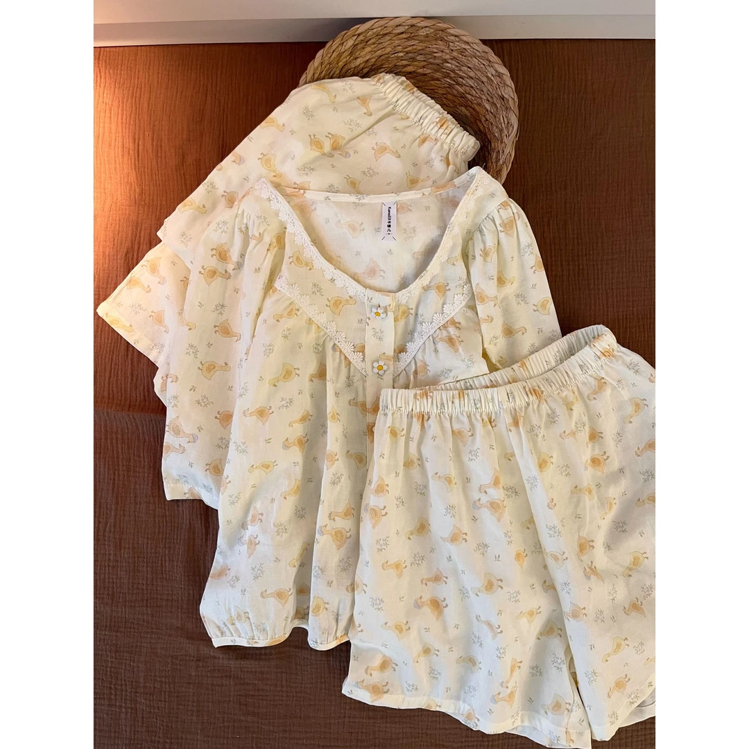 甜美设计感碎花女睡衣女款爆款2025新款慵懒短裤短裤套装家居服