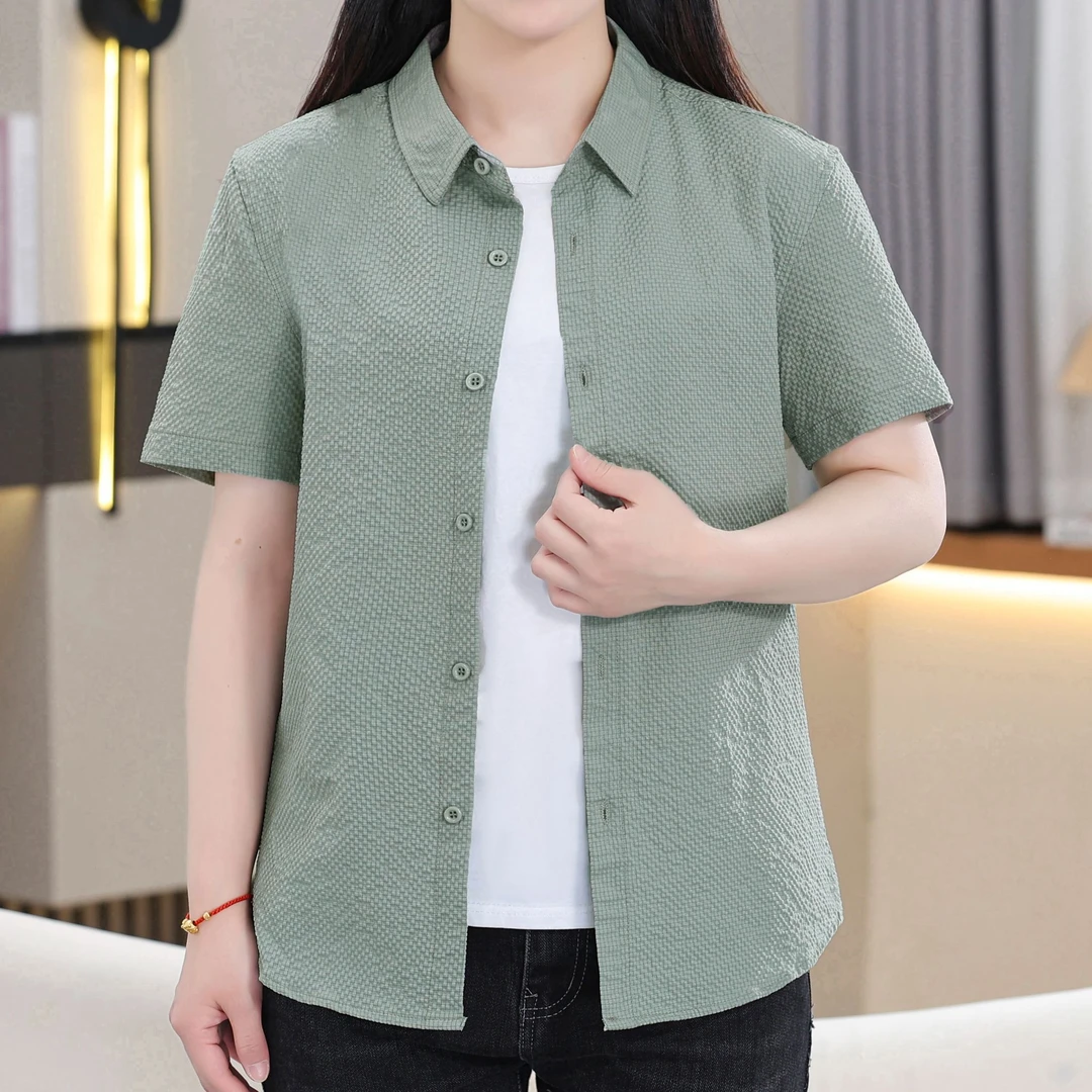 男士衬衫纯色短袖修身薄款时尚百搭半袖夏季宽松休闲上衣
