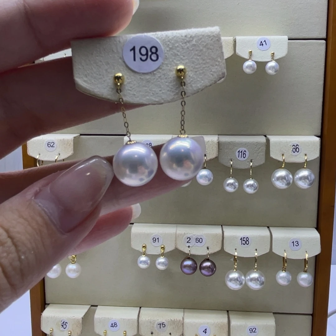 淡水珍珠耳饰18K金镶嵌