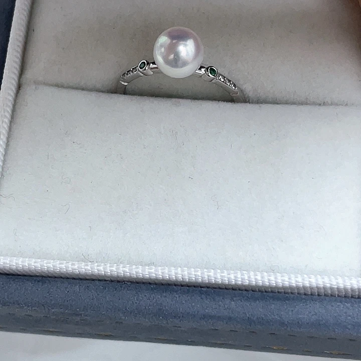 戒指银S925镶嵌淡水珍珠