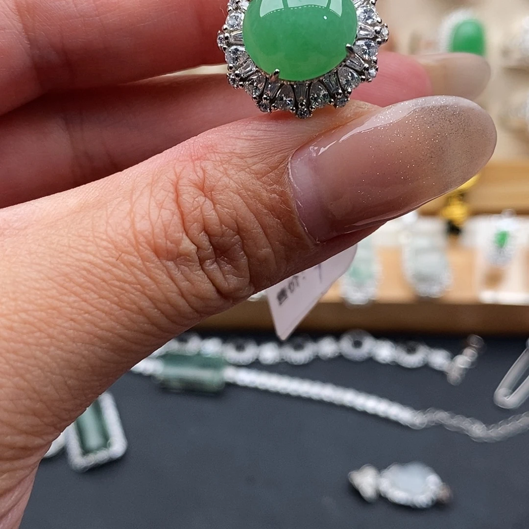 翡翠银S925镶嵌戒指