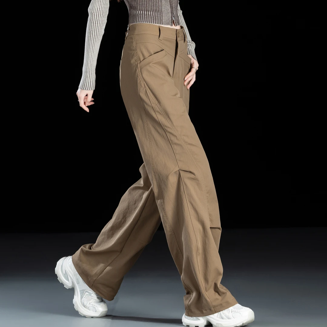 加绒阔腿裤子女款2025新款宽松休闲香蕉裤小众美式工装裤秋冬长裤