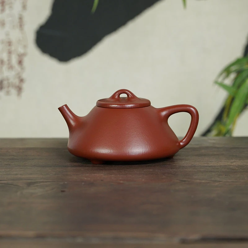 【子冶石瓢】 原矿朱泥大红袍  160cc 手工制作 内推孔 宜兴紫砂壶